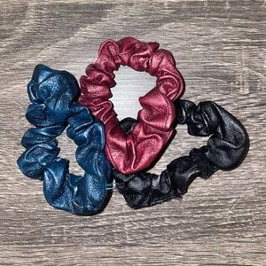 Faux leather hair scrunchies